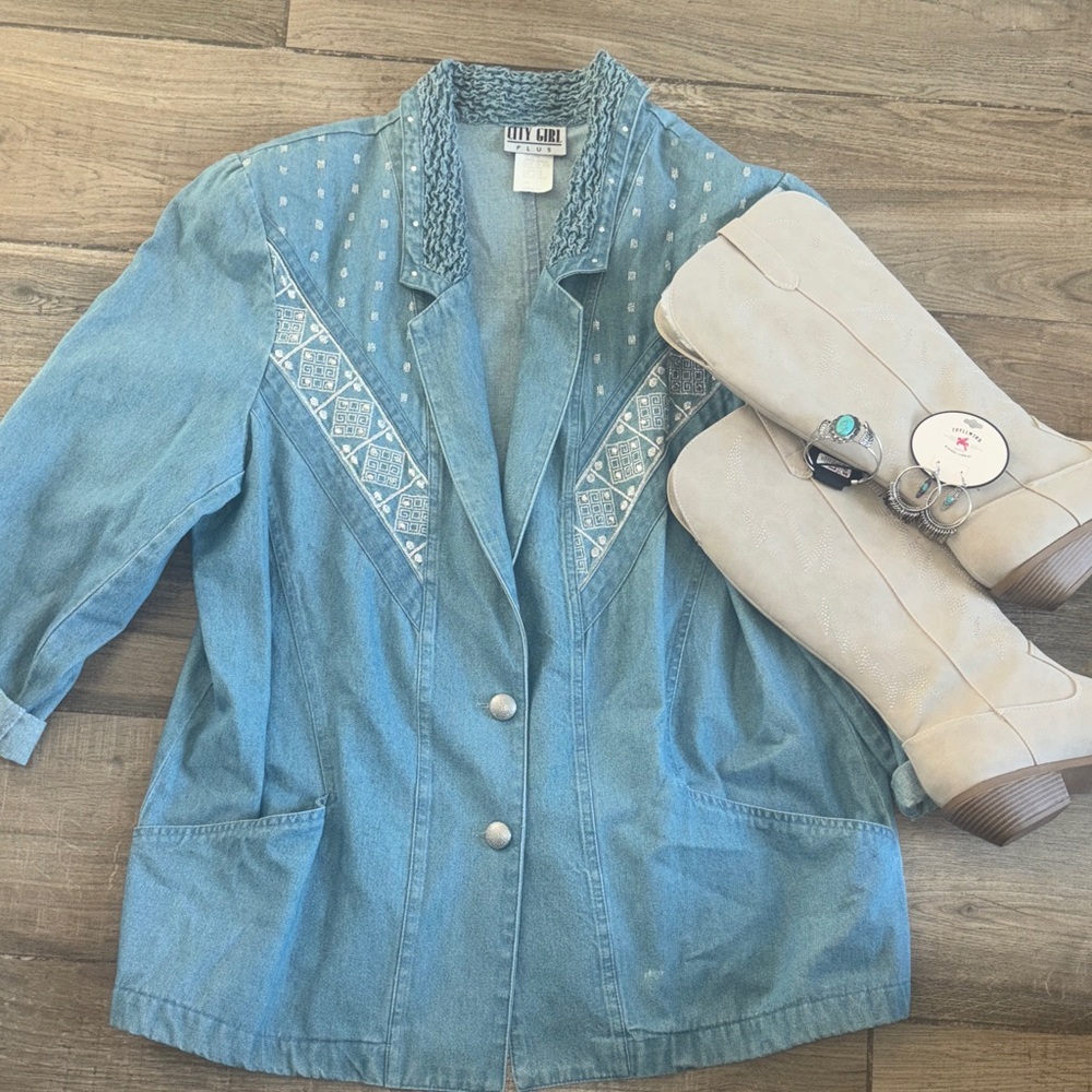 Vintage Light Blue Denim Blazer